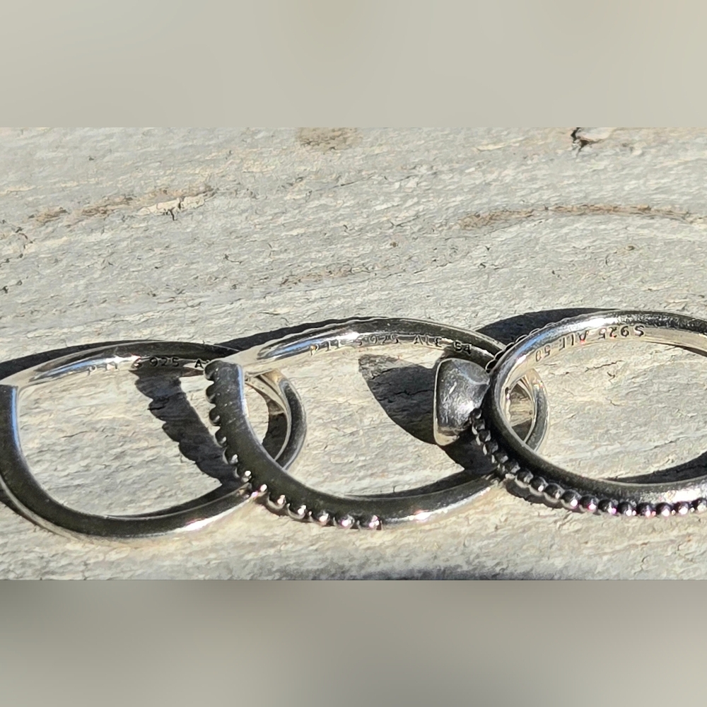 Sterling Silver Pandora Stacking Rings - Picture 2 of 4